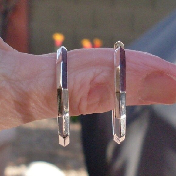 Recently Retired David Yurman Stax Hoop Earrings - 925 Sterling - DY Pouch - Picture 1 of 10